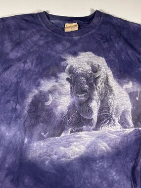 Vintage The Mountain Mens XXXL T-shirt Blue Buffalo Tie Dye 90s